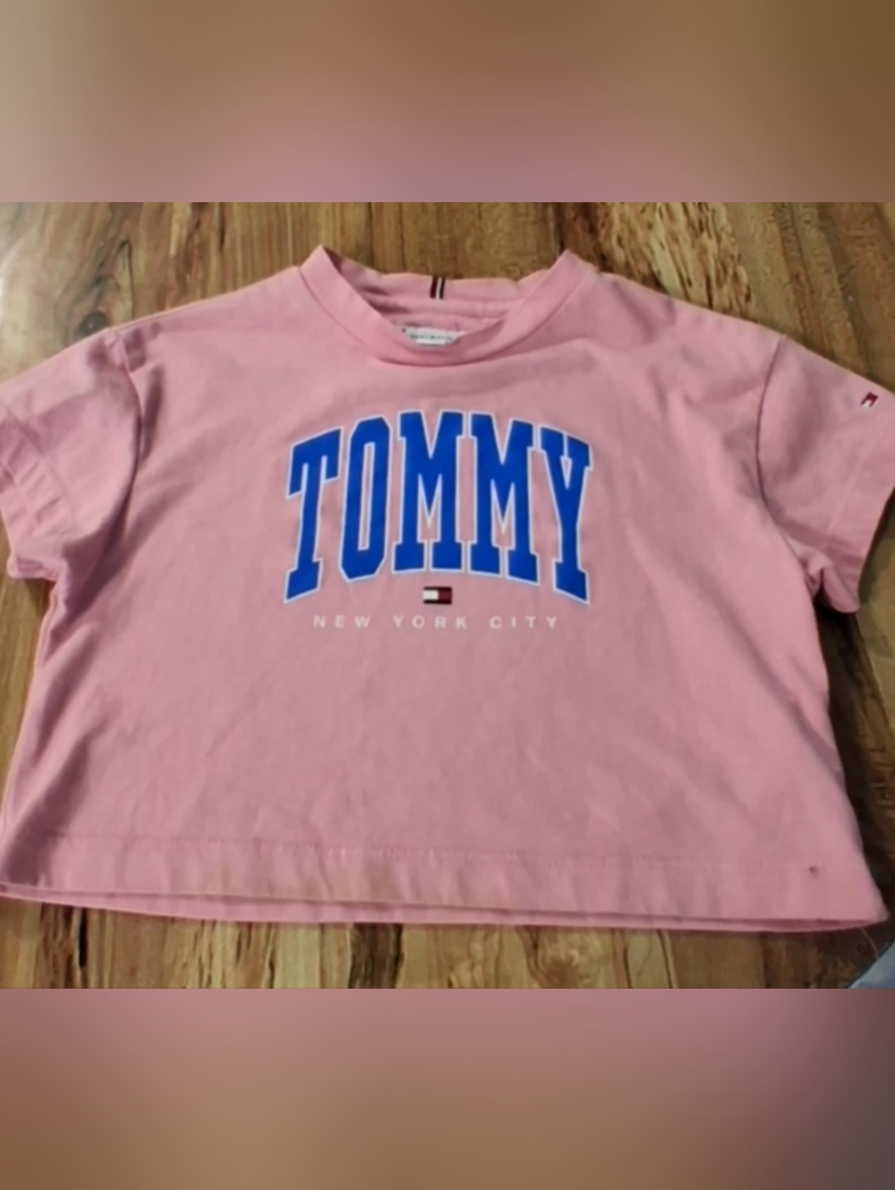 Tommy Hilfiger Pink Tee with Bold Blue TOMMY Logo